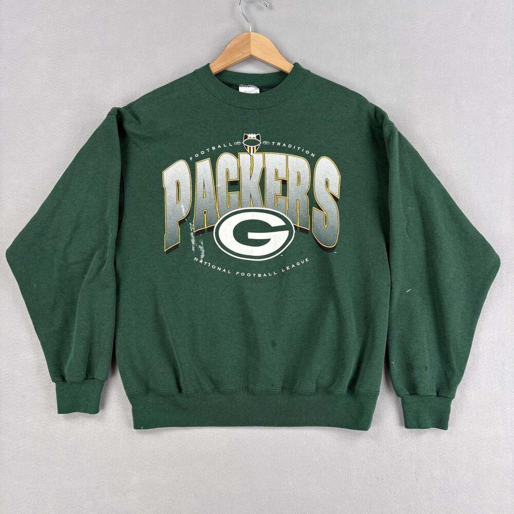 Vintage Green Bay Packers Sweatshirt Mens XL Green NFL Football Crewneck Hanes